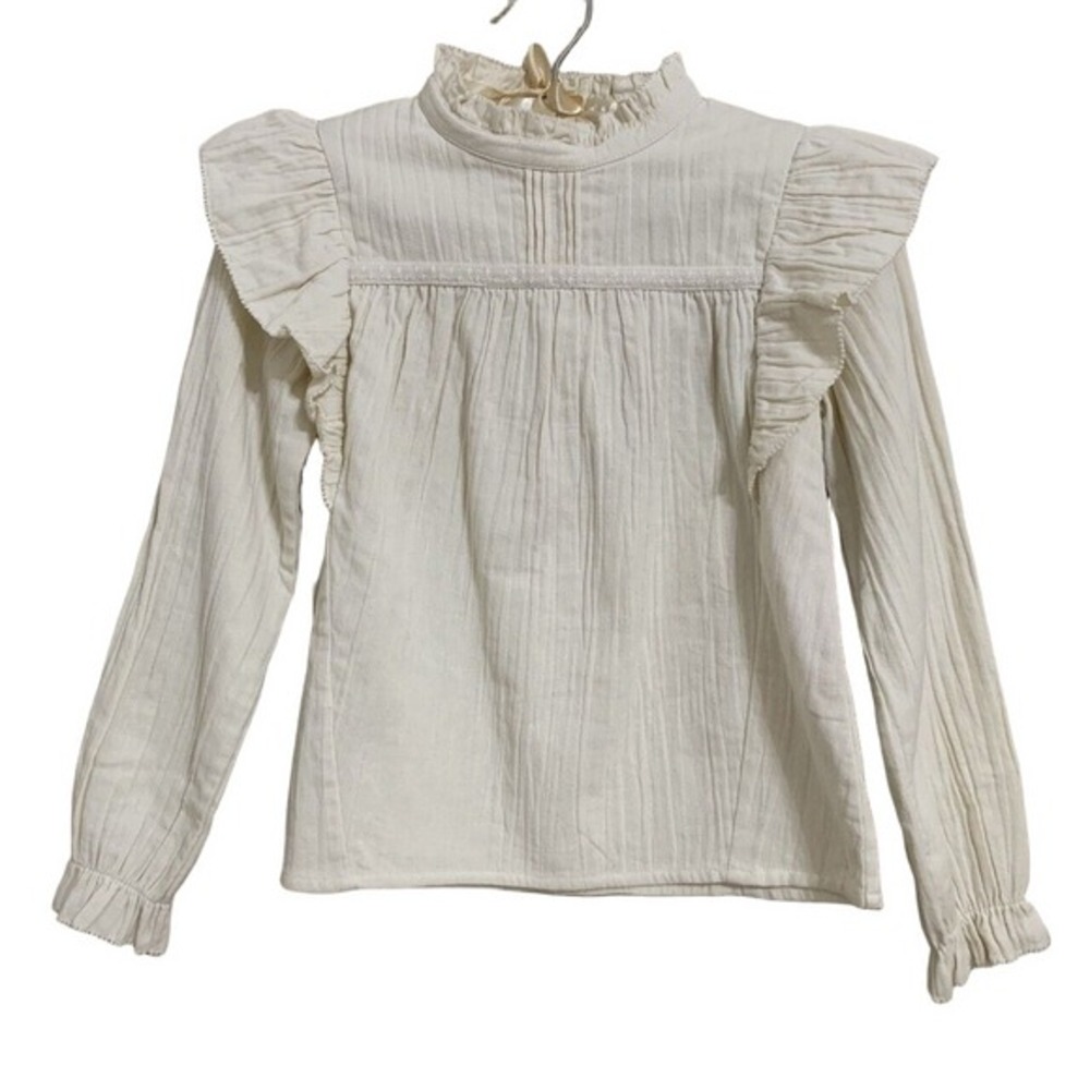 Louis Louise‎ Ruffle Top 10Y Girl's Amanda Gauze Cream Bohemian Shirt